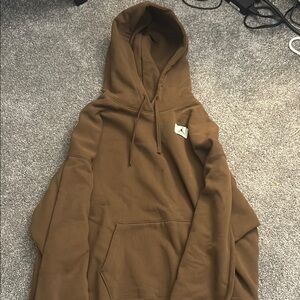 Brown Hooded Sweatshirt with Kangaroo Pocket and Soft Material